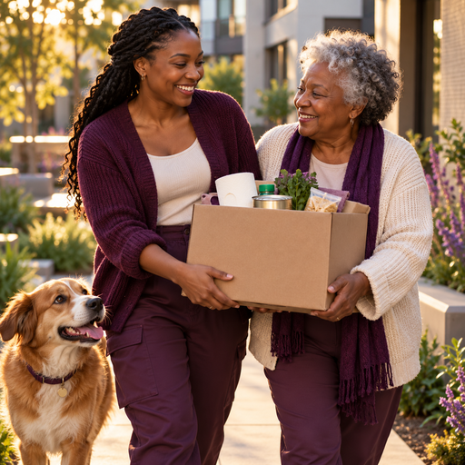 Neighbors helping one another in everyday life
